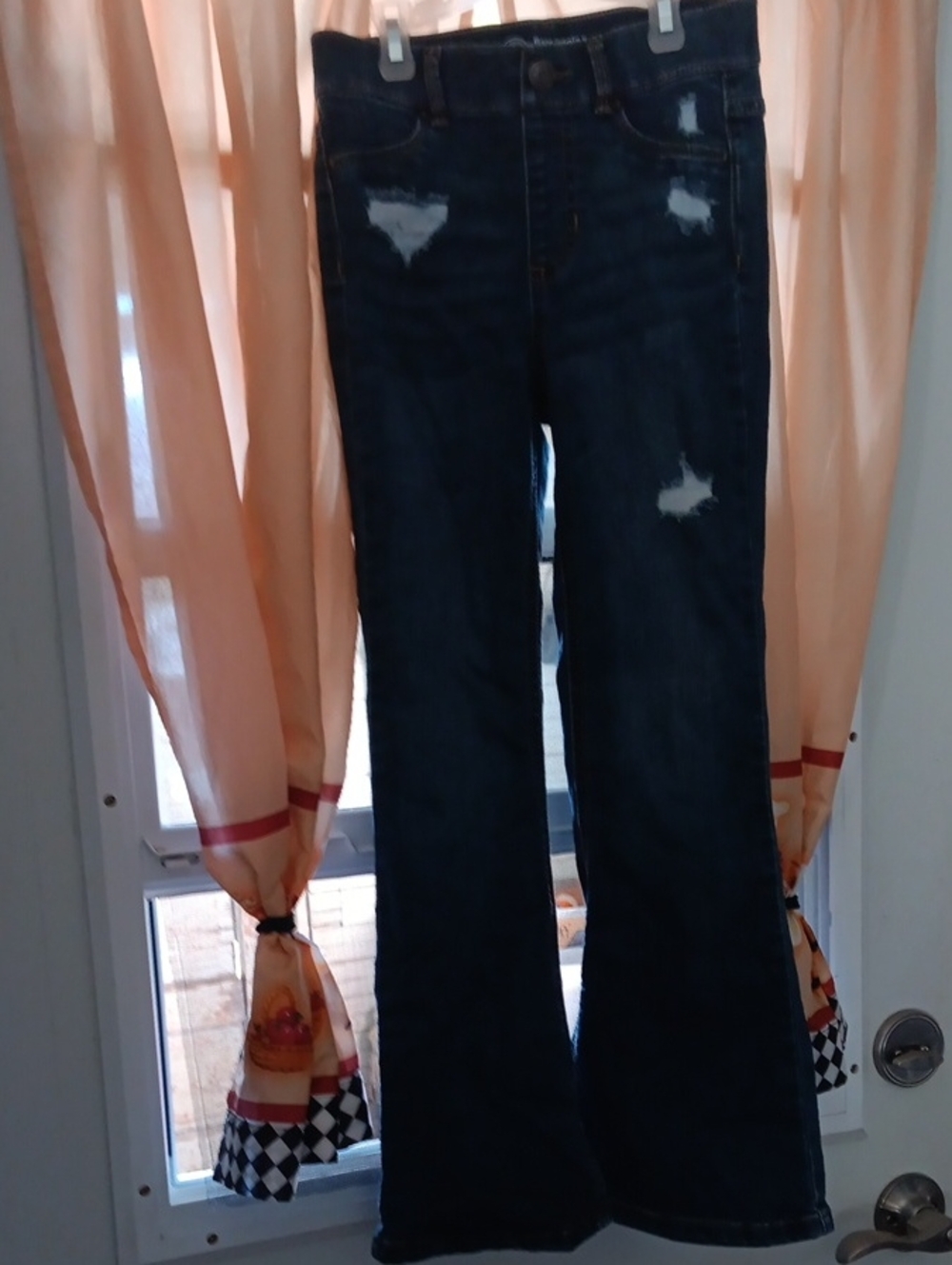 Dark Blue Distressed Girls Jeans